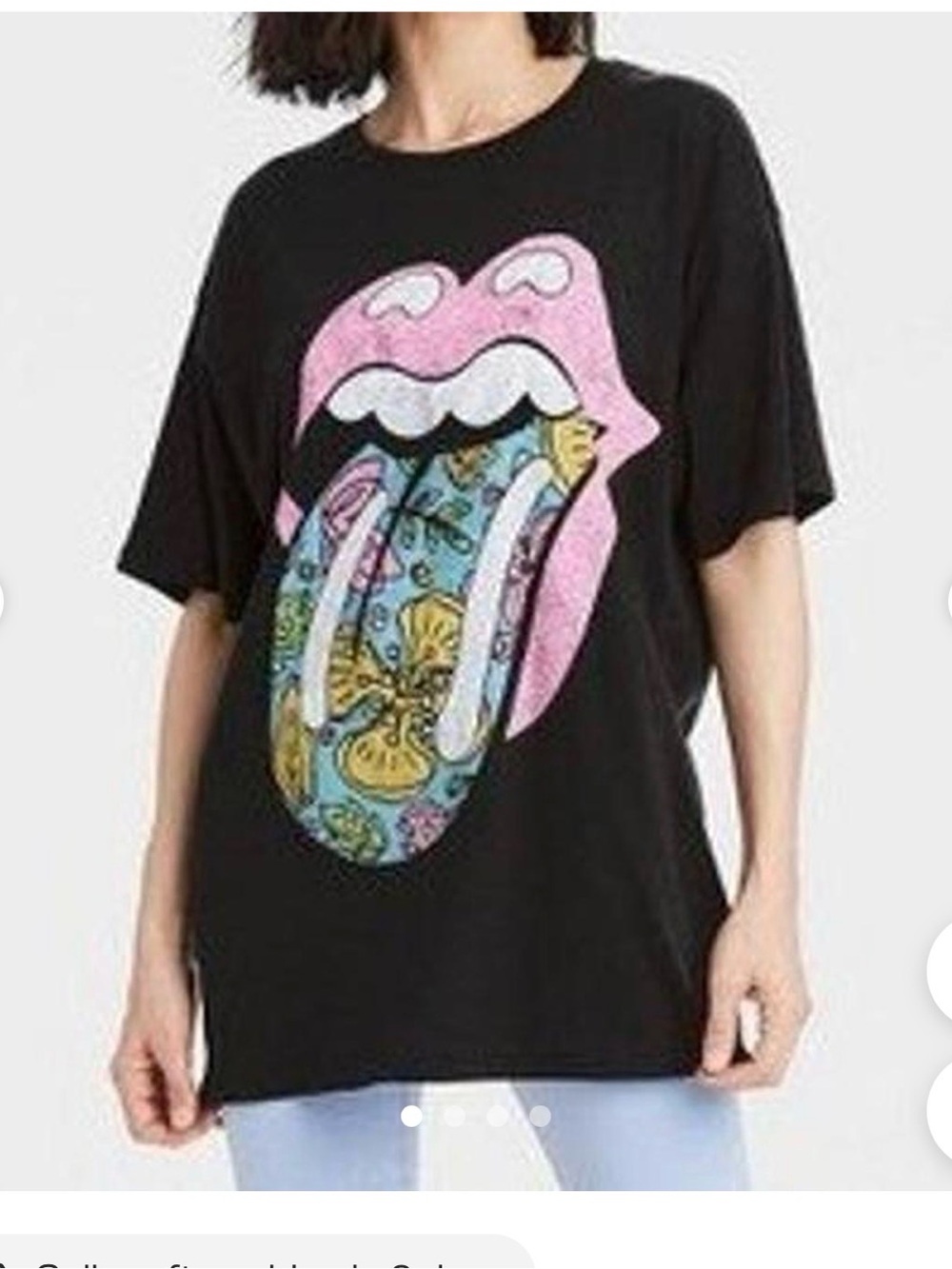 Target Black Graphic Short Sleeve Tee with Pink and Multicolor Tongue Print